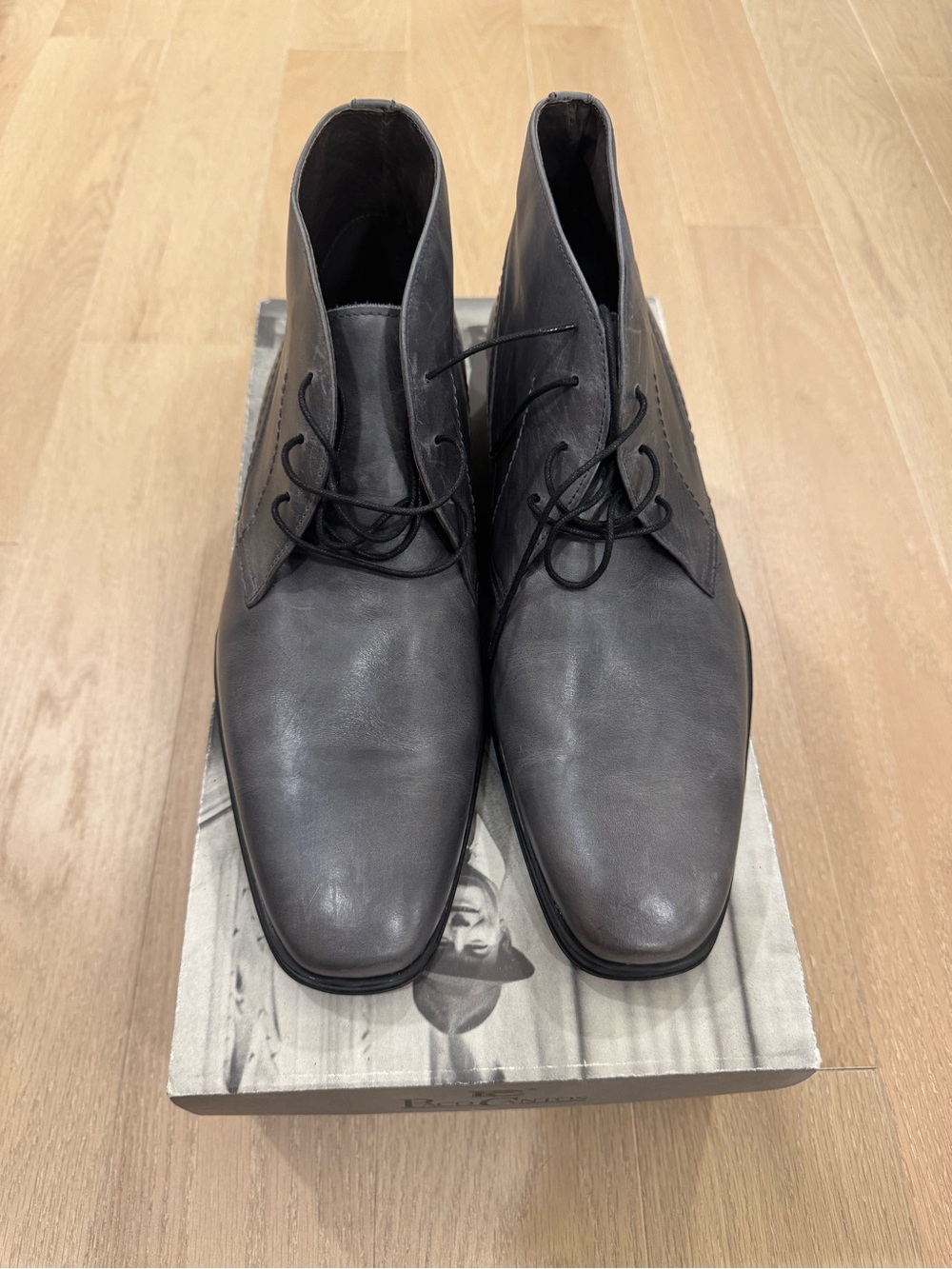 Men's Gray Leather Chukka Boots